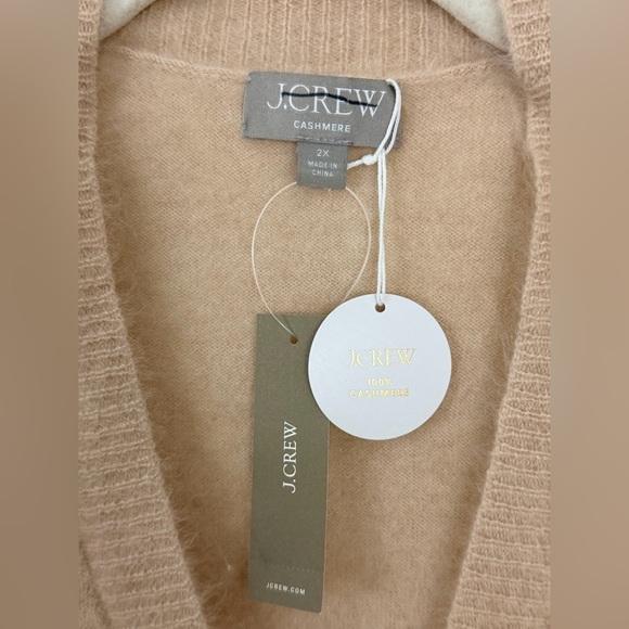 J. Crew Heather Flax Light Tan Brushed cashmere short-sleeve cardigan 2X NWT - Picture 6 of 8